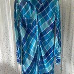 Victoria's Secret Moda International Victoria’s Secret 100% Linen Plaid Button Down Shirt Dress Photo 1
