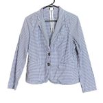 J Crew Lightweight Blazer Womens 6 Blue White Gingham 2 Button Jacket Classic Photo 1