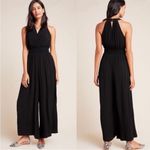Anthropologie  Viscose Blend Black Halter Wide Leg Neutral Jumpsuit Photo 1