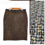 Talbots  Pencil Skirt Metallic Wool Blend Gold Black Woven Tweed Size 8 Photo 1