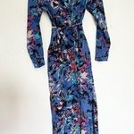 Yumi Kim Elegant Blue Long Sleeve Dress maxi small silk wrap dress Photo 0