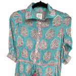 Alicia Bell Lola Ruffle Cotton Silk Boho Tiered Maxi Cover Up Dress Teal Pink M Size M Photo 6