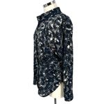 ASTR Abstract Print Split Back Button-Up Blouse Blue Black White Size Small Photo 3