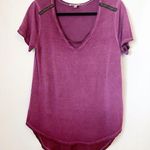 Seven7  Womens T-Shirt Small Maroon V-Neck Embellished Round Hem Casual Photo 0