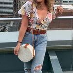 H&M Divided Multicolor Floral V-Neck Crop Top with Back Key Hole Photo 3