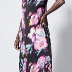 Deha Women's Feeling Feminine Floral Midi Satin Dress Black/Multicolor Size S Pink Photo 11