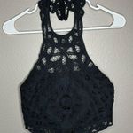 Free People  Intimately Batting My Eyes black crochet halter crop top size XS Photo 2