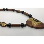 Gorgeous Large 22" Beaded Necklace Unique Large Pendant Bronze Brown Black Beads Photo 12