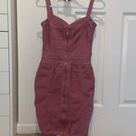 Womens Knee Length Classic Bandage Pink Spaghetti Strap Dress With Gold Zipper Size XL Photo 4