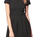 Ganni  Black Basket Weave Textured Fit Flare Zip Back Dress Photo 0