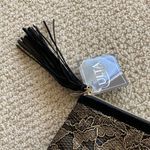 NEW Ulta Beauty Cosmetic Case Bag 8” x 9.75” Gold Black Suede Pattern Tassel NWT Photo 1