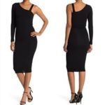 Good American One Sleeve Stretchy Jersey Knit Dress Black Size 3 Large Women's Photo 1