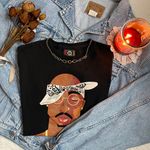 Rare Cross Colours Tupac shakur hip hop pop art short sleeve tee Black Size M Photo 3