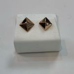 14k Solid Rose Gold Pyramid Stud Earrings Photo 2
