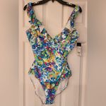Ralph Lauren Lauren  Floral Ruffle One Piece Women’s Swimsuit Size 14 Photo 4