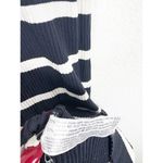 ZARA  Navy Striped Square-Neck Maxi Dress Medium Ribbed Knit Stretch Minimalist Photo 5