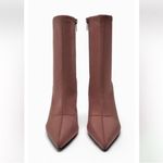 ZARA  Rose Mauve/Pink Sock Style Stretch Ankle
Boots(Size 39,8) Photo 2