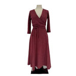 Christine Alcalay Wrap Sweater Dress in Wine Burgundy Size Small Red Photo 4