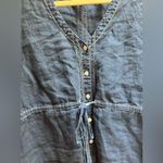 Eileen Fisher  Short Sleeve Linen Blend Tie Waist Top Blue Chambray P petite Photo 2