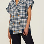 Veronica Beard  Enzo Dickey Oversized Plaid heavy knit tweed Vest Sz Large Photo 0