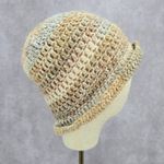 Cream Gray Crochet Knit Bucket Cap Hat Fun VTG Y2K Funky Beanie Photo 0