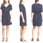 J.Crew  Hideaway Navy Mini Dress Silk & Cotton Panels V Neck Short Sleeve Est. M Photo 1