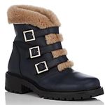 barney's new york NEW  Leather & Shearling Lined Navy Booties $795 Photo 0