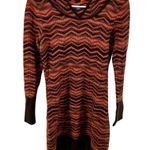 prAna  Meryl Tunic Sweater Mini Dress Hooded Chevron Print Knit Raisin Small Photo 1