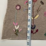 Colour Works Women's Embroidered Floral Long Sleeve‎ Pullover Sweater Tan XL Photo 9