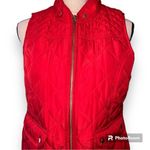 Crown & Ivy  medium women’s red hot icons puffer vest full zip front pockets NWT Photo 1