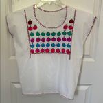 Handmade Mexican Apple Embroidered Top Small Photo 0