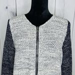 Talbots Sweater Womens Sz M Sparkly Full Zip Colorblock Pockets Gray Navy Photo 1