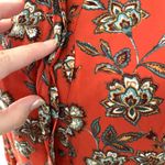 Loft  0 xs burnt orange terracotta paisley boho print mock neck button LS dress Photo 7