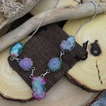 Rainbow Solar Quartz Sterling Silver Boho Statement Necklace Purple Photo 0