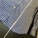✨ Texas Cotton Women’s Blue White Striped Button Down Shirt Medium Blue Photo 8