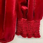 Wonderly Wine Red Velour Peasant Blouse V Neck Stretchy Comfort Photo 3