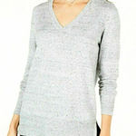 Maison Jules Womens  Gray Heathered V Neck Sweater - Sz S Photo 0
