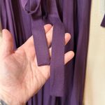 Vintage 90s Purple Midi Dress Lace Collar Long Sleeve Tie Waist Lisa II Size 12 Photo 2