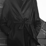 ZARA NWT  Belted Faux Leather Hooded Black Coat Photo 5