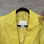 Spiegel Womens Size 6 Yellow Leather Blazer Jacket Pockets Buttons Workwear Chic Photo 5