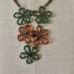 Green and orange flower beaded necklace Photo 7