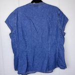 Faded Glory Vintage  Blue Denim Buttoned Top V-neck Short Cap Sleeves 22W/24W Photo 3