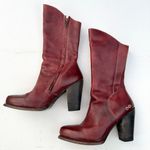 Bed Stu  Womens Boots Embark Scarlet Red Rustic Leather Mid Calf Size 10 Photo 2
