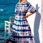 Mango  MNG Blue Tie Dye Open Back Puff Sleeve Cotton Maxi Dress 8 Photo 5