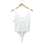 Free People NWT White Clean Lines Scoop Neck Sleeveless Thong Bodysuit Size M/L Photo 2