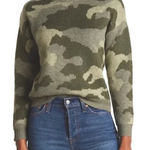 Lucky Brand green/gray Camouflage Camo sweater womens size M Wool Poly Blend EUC Photo 0