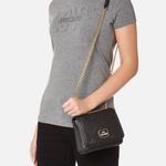 Love moschino Women's Shiny Quilted Metallic Chain Cross Body Bag - Black Photo 2