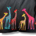 Vintage Michael Simon Giraffe Cardigan Black Embroidered Animal Print Sweater Size 3X Photo 4