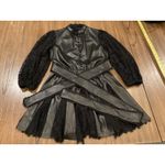 Alice + Olivia Mina Faux Leather and lace long sleeve Mini Dress 0 Photo 12