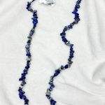 Free People NEW  Bohemian Single Strand Crystal Chip Beaded Necklace Lapis Blue Photo 0